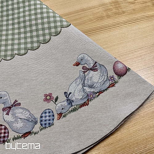 Runde Gobelin-Tischdecke HUSSIČKY GRÜN KAROTISCH