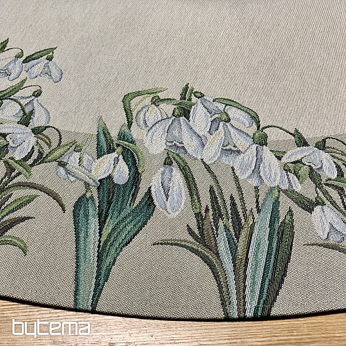 Runde Tischdecke aus Wandteppich mit Schneeflockenmotiv
