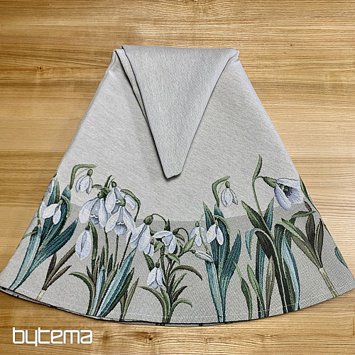 Runde Tischdecke aus Wandteppich mit Schneeflockenmotiv