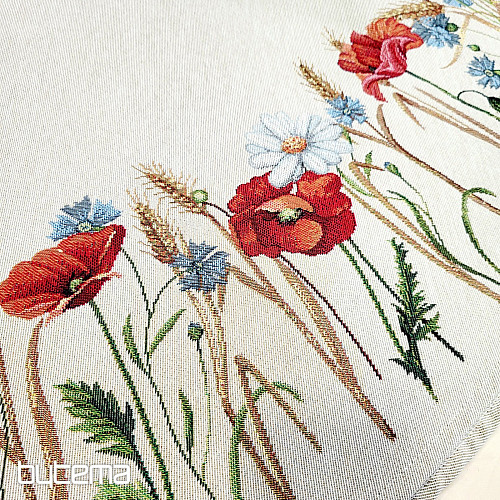 Runde Tischdecke aus Wandteppich mit Wildblumenmuster