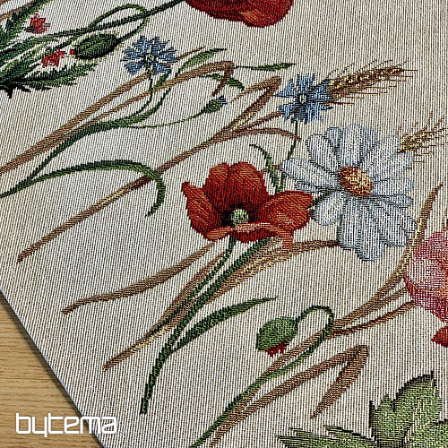 Runde Tischdecke aus Wandteppich mit Wildblumenmuster