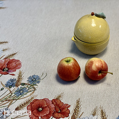 Runde Tischdecke aus Wandteppich mit Wildblumenmuster