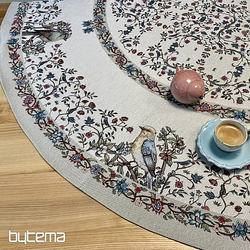 Runde Tischdecke aus Wandteppichen VÖGEL