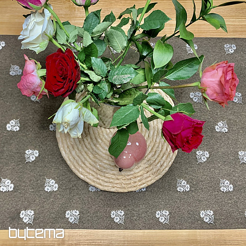 Jacquard-Schal ALPINE FLOWERS BRAUN