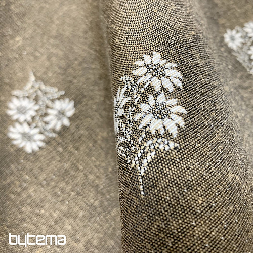 Jacquard-Schal ALPINE FLOWERS BRAUN