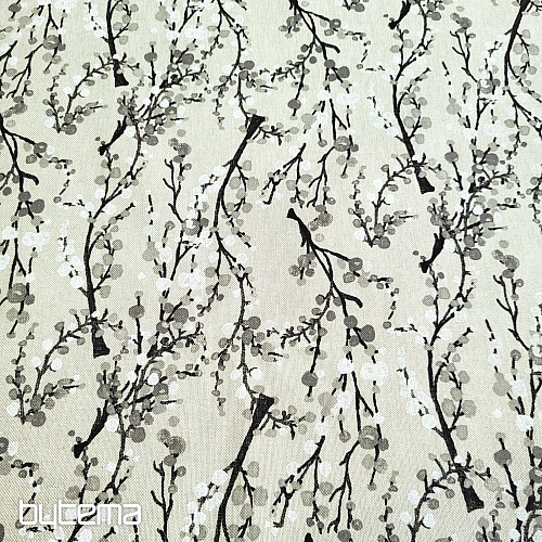 Dekorativer Stoff BAUMBLASEN GRAU