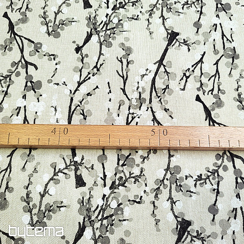 Dekorativer Stoff BAUMBLASEN GRAU