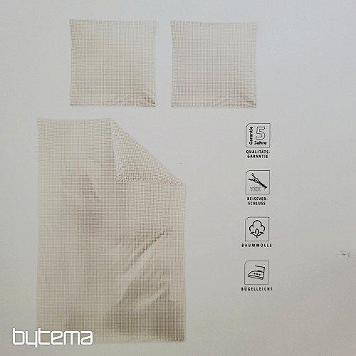 IRISETTE Luxus-Baumwollsatin BEIGE WEISS KARIERT