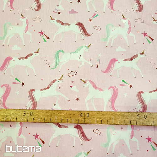 Baumwollstoff mit bunten Einhörnern
