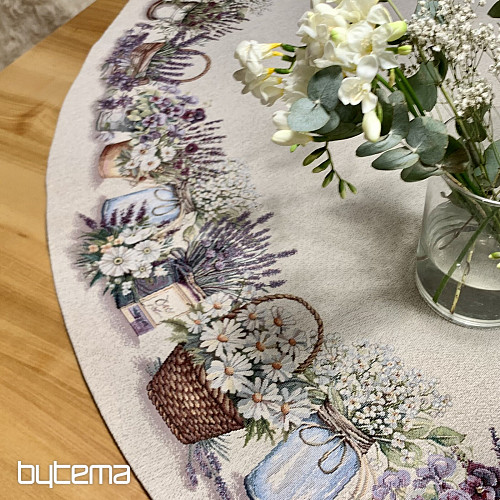 Runder Wandteppich-Tischteppich SCHÖNHEIT IM WAGEN