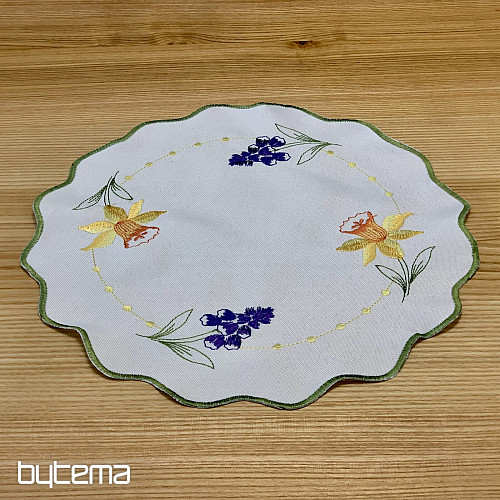Bestickte Tischdecke und Schal NARCISSIS UND SCHNEEDOCHTOCHTER