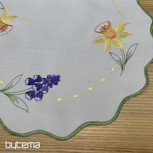 Bestickte Tischdecke und Schal NARCISSIS UND SCHNEEDOCHTOCHTER