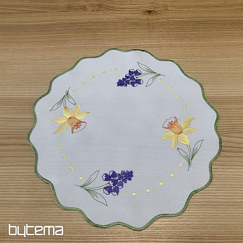 Bestickte Tischdecke und Schal NARCISSIS UND SCHNEEDOCHTOCHTER