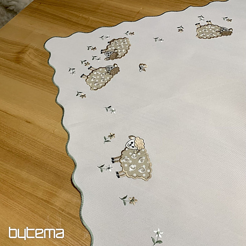 Bestickte Tischdecke und Schal OSTERNLÄMMER