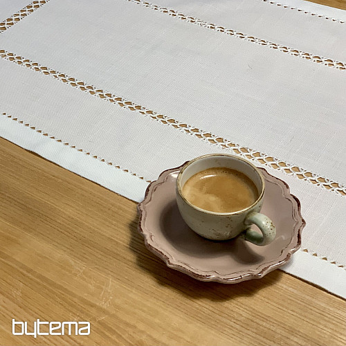 Tischdecke und Schal WEISS DURCHSCHNITT