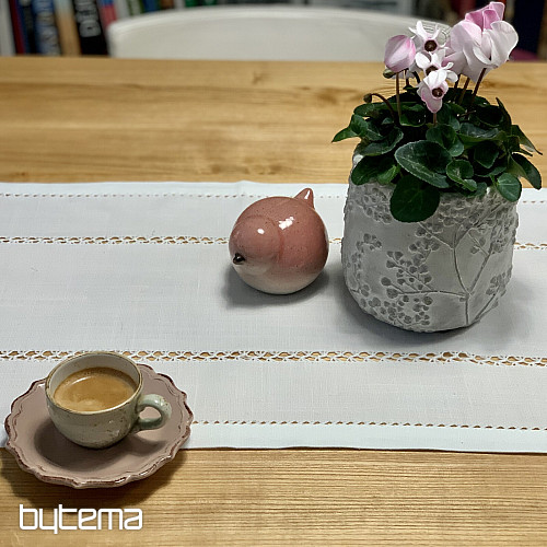 Tischdecke und Schal WEISS DURCHSCHNITT