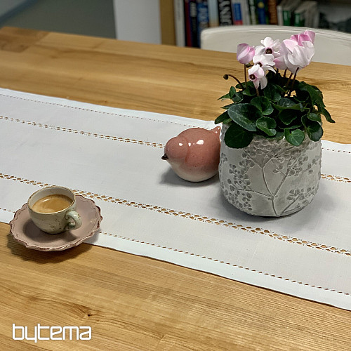 Tischdecke und Schal WEISS DURCHSCHNITT