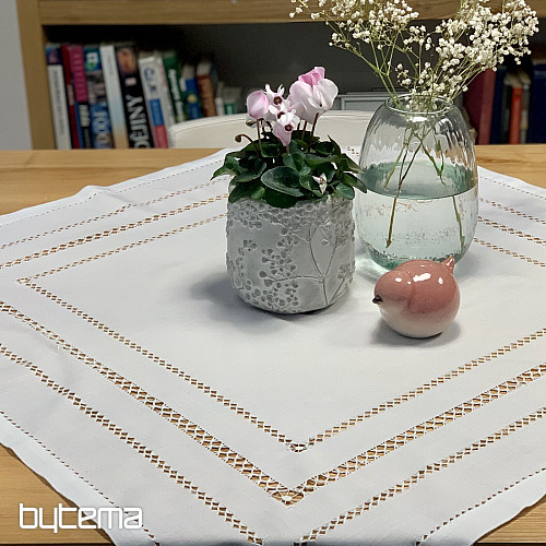 Tischdecke und Schal WEISS DURCHSCHNITT