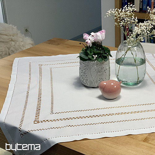 Tischdecke und Schal WEISS DURCHSCHNITT