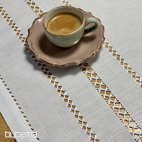 Tischdecke und Schal WEISS DURCHSCHNITT