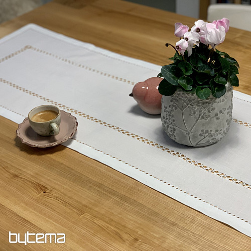 Tischdecke und Schal WEISS DURCHSCHNITT