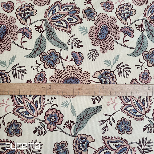 Baumwollstoff mit Boho-Blumenmuster