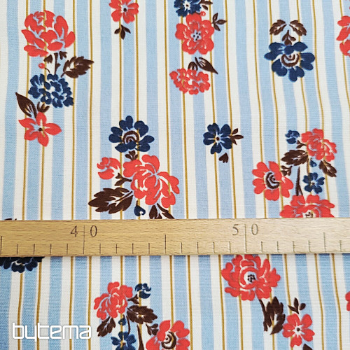 Baumwollstoff BLAU GESTREIFT RIMCHA