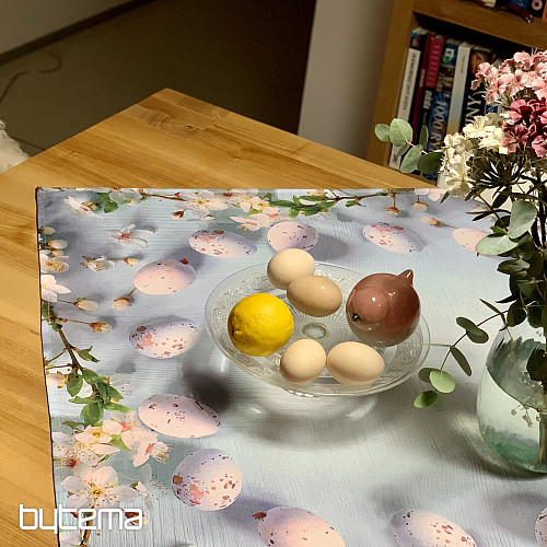 Tischdecke und Schal OSTERN mit Blumen