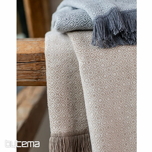 Decke VIENNA ECRU mit Fransen