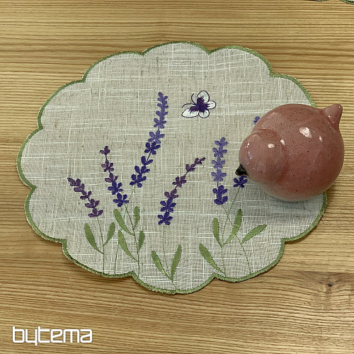 Bestickte Tischdecke und Schal LAVENDEL