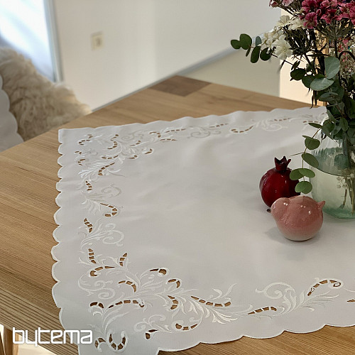 Tischdecke und Schal WEISS DURCHSCHNITT