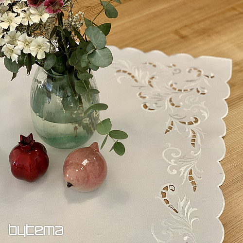 Tischdecke und Schal WEISS DURCHSCHNITT