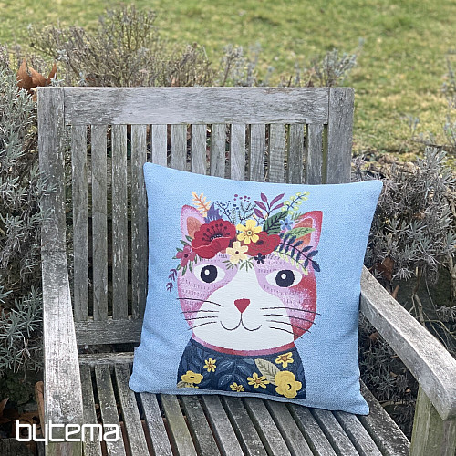 Kissenbezug mit Wandteppichmotiv KATZE IN BLAU