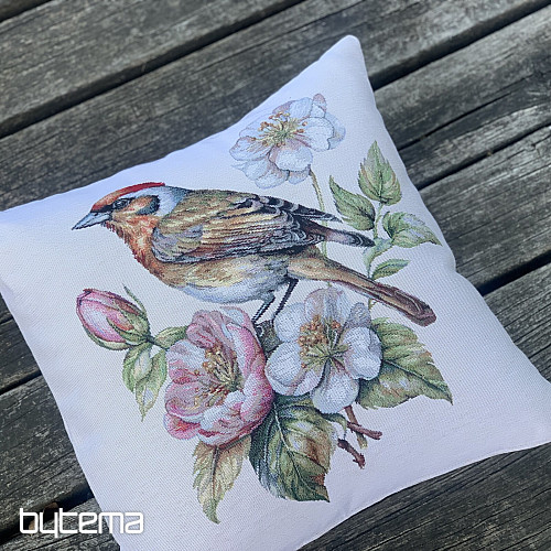 Wandteppich-Kissenbezug DISTELFINK AUF DEM APFELBAUM