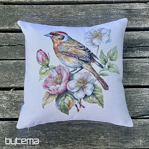 Wandteppich-Kissenbezug DISTELFINK AUF DEM APFELBAUM