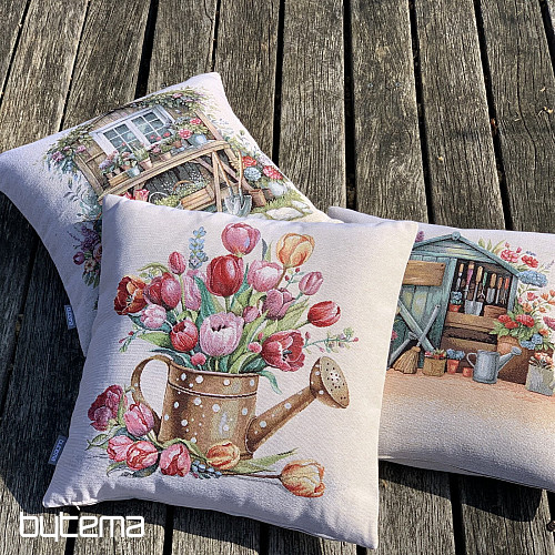 Wandteppich-Kissenbezug, Gießtopf voller Tulpen