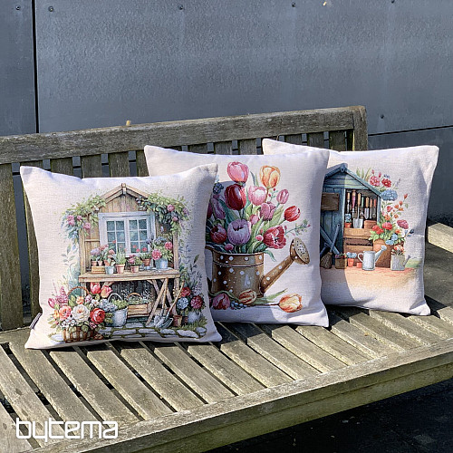 Wandteppich-Kissenbezug, Gießtopf voller Tulpen