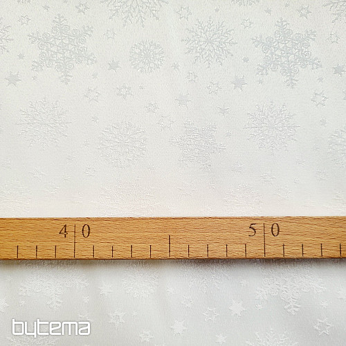 Dekorativer, einfarbiger Stoff FLAKES MIX WEISS