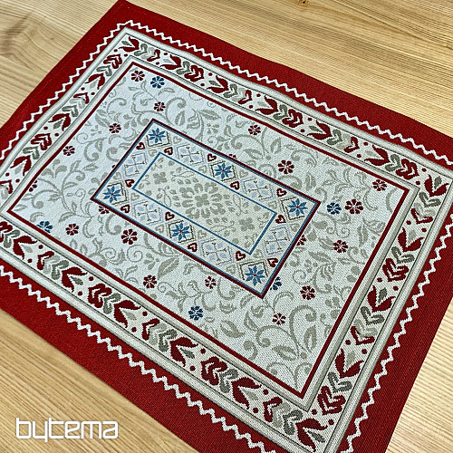 Platzset aus Wandteppich mit Blumenmotiv im Rahmen