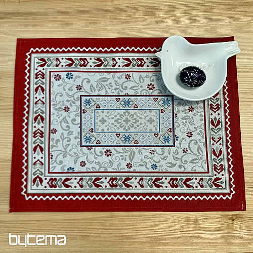 Platzset aus Wandteppich mit Blumenmotiv im Rahmen