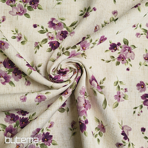 Dekorativer Stoff BLUMEN LINO lila