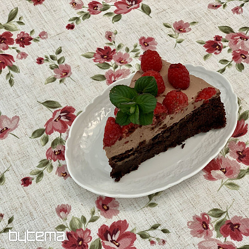 Tischdecke und Schal FLOWERS LINO rot