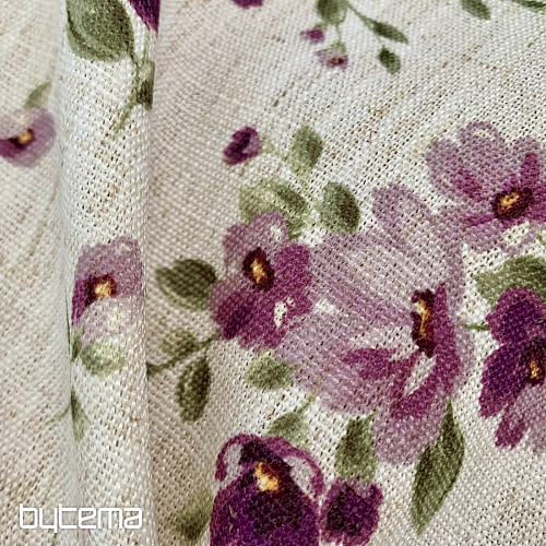 Tischdecke und Schal FLOWERS LINO lila