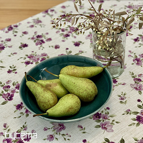 Tischdecke und Schal FLOWERS LINO lila