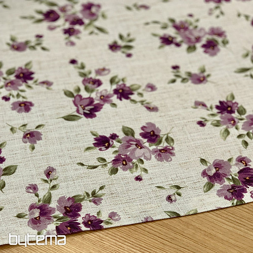 Tischdecke und Schal FLOWERS LINO lila