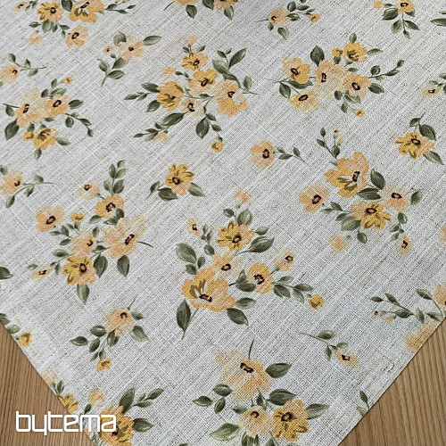 Tischdecke und Schal BLUMEN LINO gelb