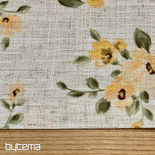 Tischdecke und Schal BLUMEN LINO gelb