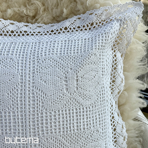 Dekorativer Kissenbezug mit Spitzen-Schmetterlingsmotiv, weiß