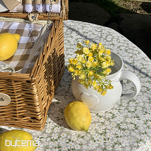 Tischdecke und Schal WEISSE BLUMEN
