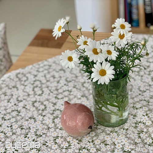 Tischdecke und Schal WEISSE BLUMEN